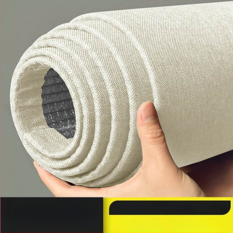 Lininis sienų audinys, daugiasluoksnė reljefinė paviršiaus, atsparus drėgmei, miegamajam ir televizoriaus fono dekorui, šiuolaikiškas minimalistinis stilius