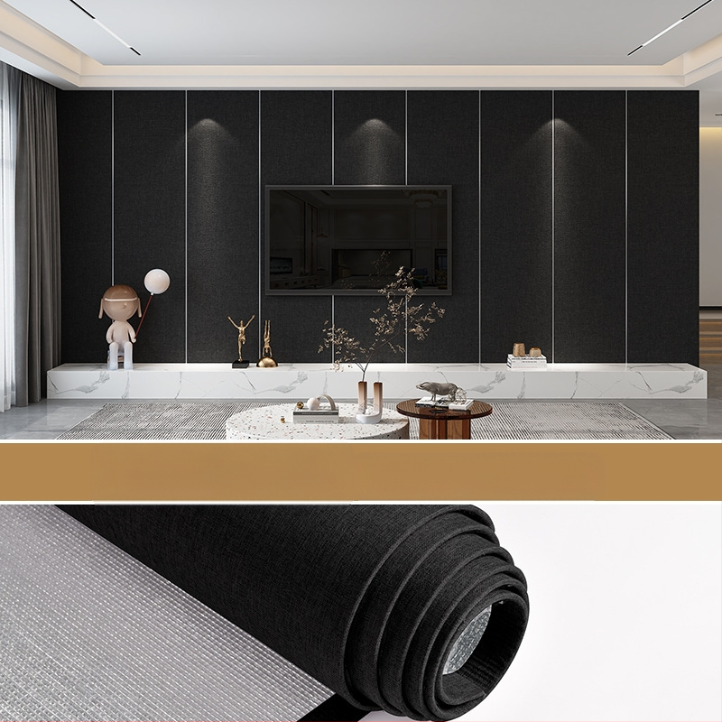 Lininis sienų audinys, daugiasluoksnė reljefinė paviršiaus, atsparus drėgmei, miegamajam ir televizoriaus fono dekorui, šiuolaikiškas minimalistinis stilius