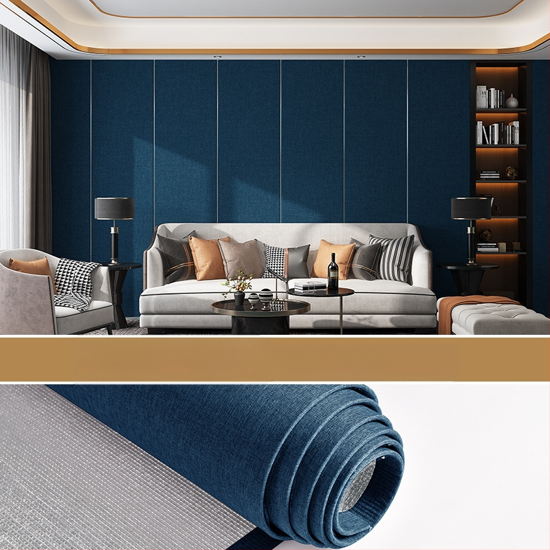 Lininis sienų audinys, daugiasluoksnė reljefinė paviršiaus, atsparus drėgmei, miegamajam ir televizoriaus fono dekorui, šiuolaikiškas minimalistinis stilius