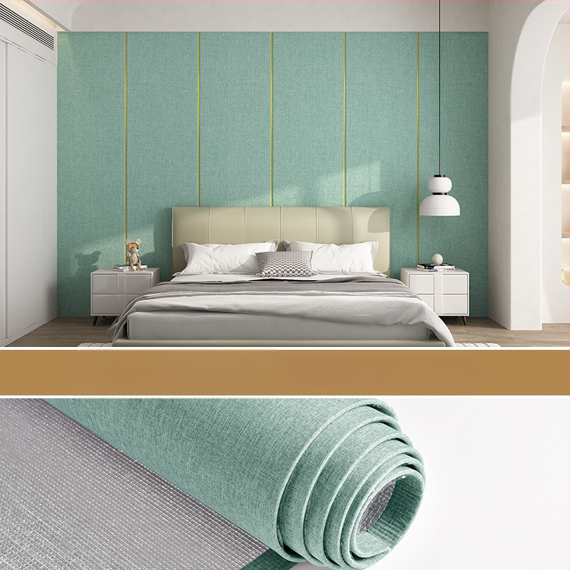 Lininis sienų audinys, daugiasluoksnė reljefinė paviršiaus, atsparus drėgmei, miegamajam ir televizoriaus fono dekorui, šiuolaikiškas minimalistinis stilius