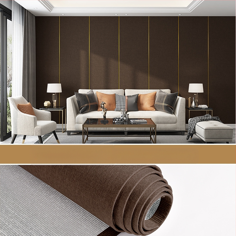 Lininis sienų audinys, daugiasluoksnė reljefinė paviršiaus, atsparus drėgmei, miegamajam ir televizoriaus fono dekorui, šiuolaikiškas minimalistinis stilius