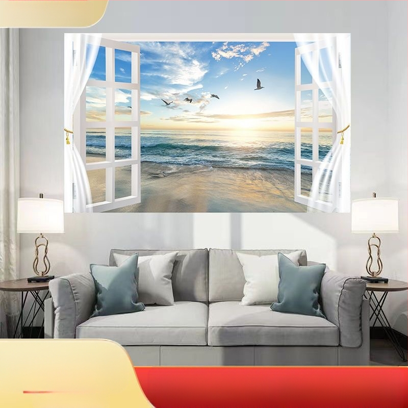 Αυτοκόλλητο τοίχου με θαλάσσιο τοπίο - αυτοκόλλητο PVC, χωρίς πλαίσιο, τοπίο για σαλόνι και υπνοδωμάτιο (Inkjet Εκτύπωση)