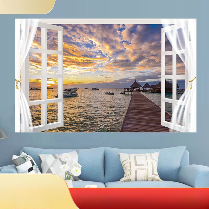 Αυτοκόλλητο τοίχου με θαλάσσιο τοπίο - αυτοκόλλητο PVC, χωρίς πλαίσιο, τοπίο για σαλόνι και υπνοδωμάτιο (Inkjet Εκτύπωση)