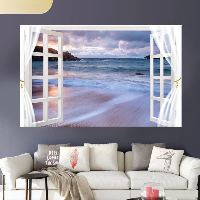 Αυτοκόλλητο τοίχου με θαλάσσιο τοπίο - αυτοκόλλητο PVC, χωρίς πλαίσιο, τοπίο για σαλόνι και υπνοδωμάτιο (Inkjet Εκτύπωση)
