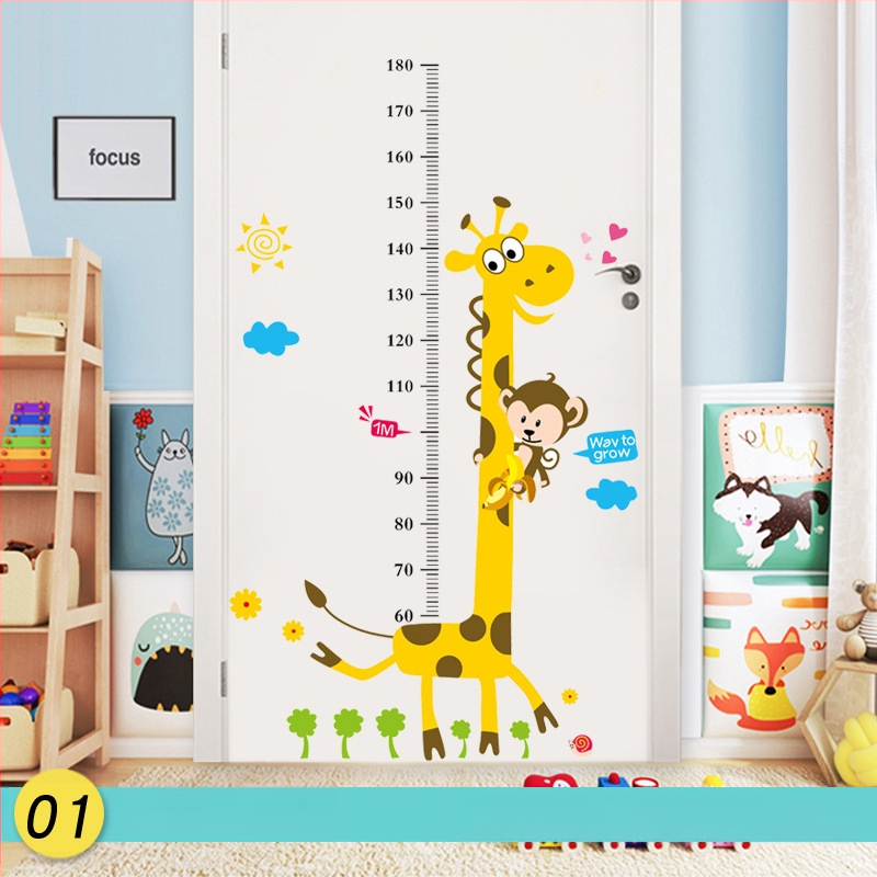 Žirafos karikatūra – aukščio matavimo sienos lipdukas – PVC, Prekės ženklas Shun Ran, Atsparus vandeniui, Modelis 19373433771