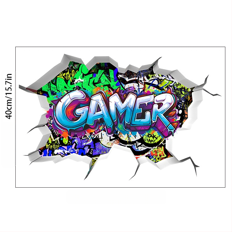 3D žaidimų sienos plakatas lipdukas; PVC medžiaga, prekės ženklas Ailin, 1 vnt., dekoratyvinis plokščias sienos lipdukas svetainei, miegamajam ar studijai