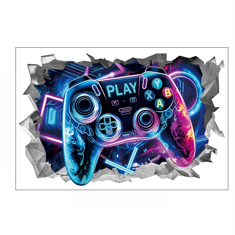 3D žaidimų sienos plakatas lipdukas; PVC medžiaga, prekės ženklas Ailin, 1 vnt., dekoratyvinis plokščias sienos lipdukas svetainei, miegamajam ar studijai