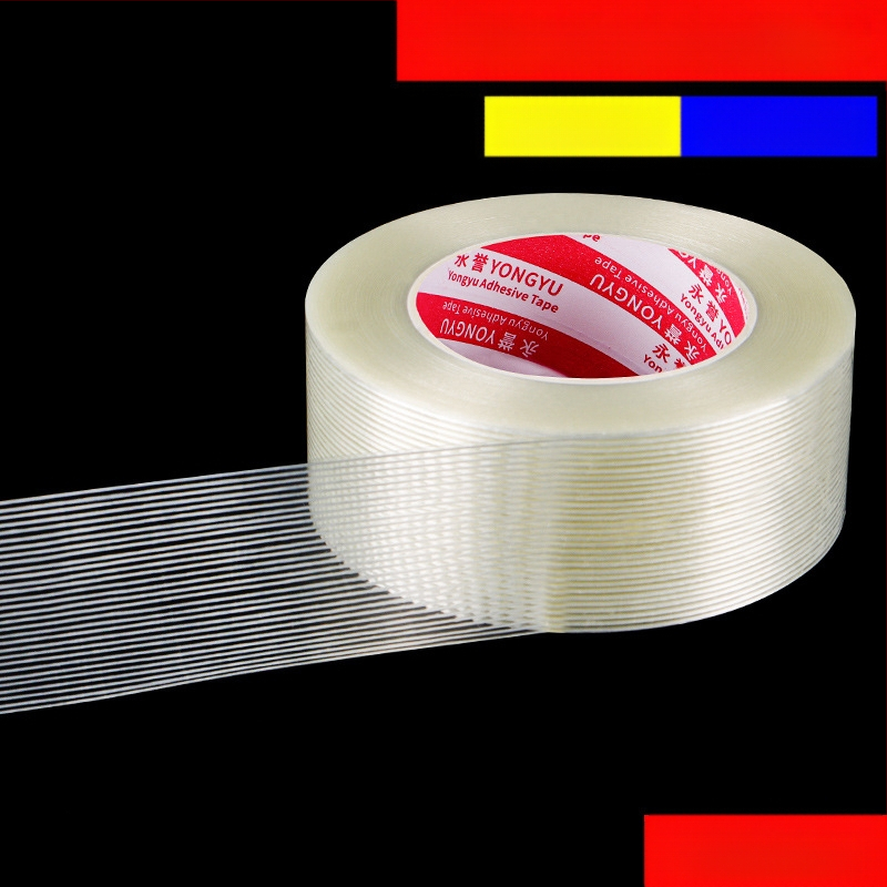 Stripētā šķiedru lenta SX – akrila līme uz šķiedru substrāta, biezums 0,15 mm, saķere 550 N/m, rūpnieciskai stiprināšanai un smagu priekšmetu piesiešanai