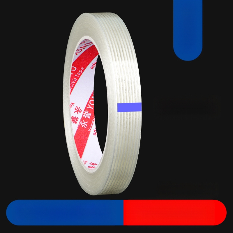 Stripētā šķiedru lenta SX – akrila līme uz šķiedru substrāta, biezums 0,15 mm, saķere 550 N/m, rūpnieciskai stiprināšanai un smagu priekšmetu piesiešanai