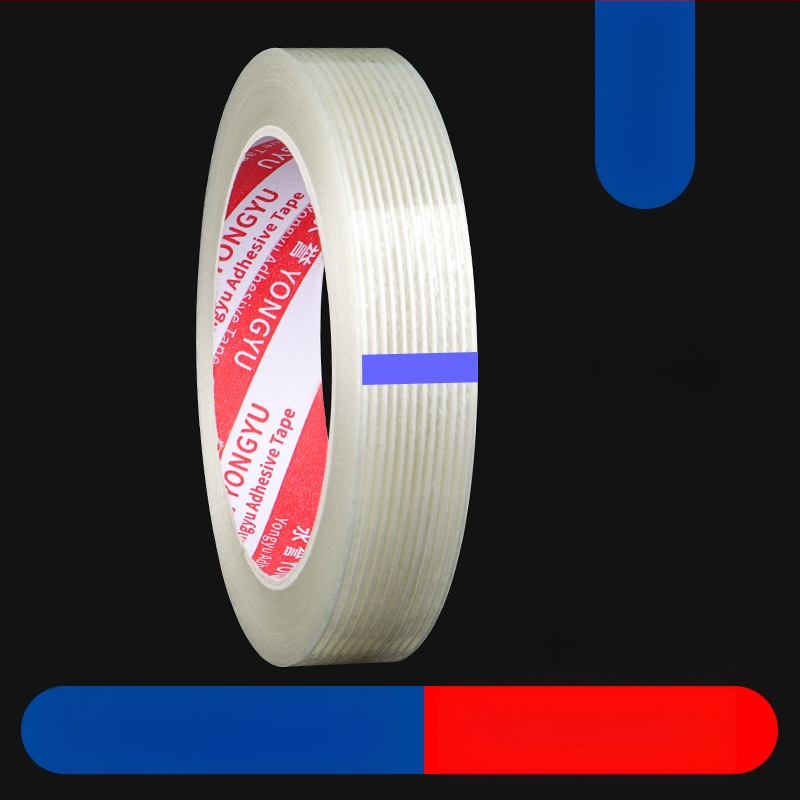 Stripētā šķiedru lenta SX – akrila līme uz šķiedru substrāta, biezums 0,15 mm, saķere 550 N/m, rūpnieciskai stiprināšanai un smagu priekšmetu piesiešanai