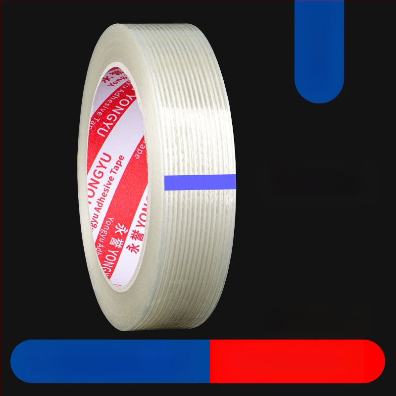 Stripētā šķiedru lenta SX – akrila līme uz šķiedru substrāta, biezums 0,15 mm, saķere 550 N/m, rūpnieciskai stiprināšanai un smagu priekšmetu piesiešanai