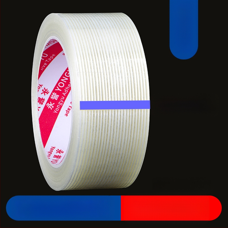 Stripētā šķiedru lenta SX – akrila līme uz šķiedru substrāta, biezums 0,15 mm, saķere 550 N/m, rūpnieciskai stiprināšanai un smagu priekšmetu piesiešanai