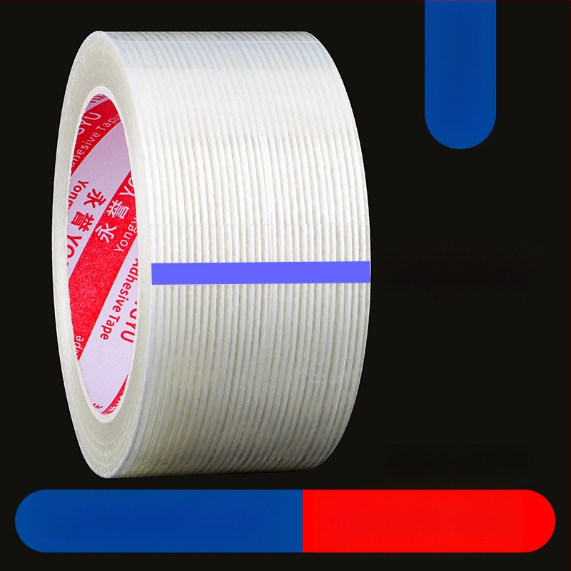 Stripētā šķiedru lenta SX – akrila līme uz šķiedru substrāta, biezums 0,15 mm, saķere 550 N/m, rūpnieciskai stiprināšanai un smagu priekšmetu piesiešanai