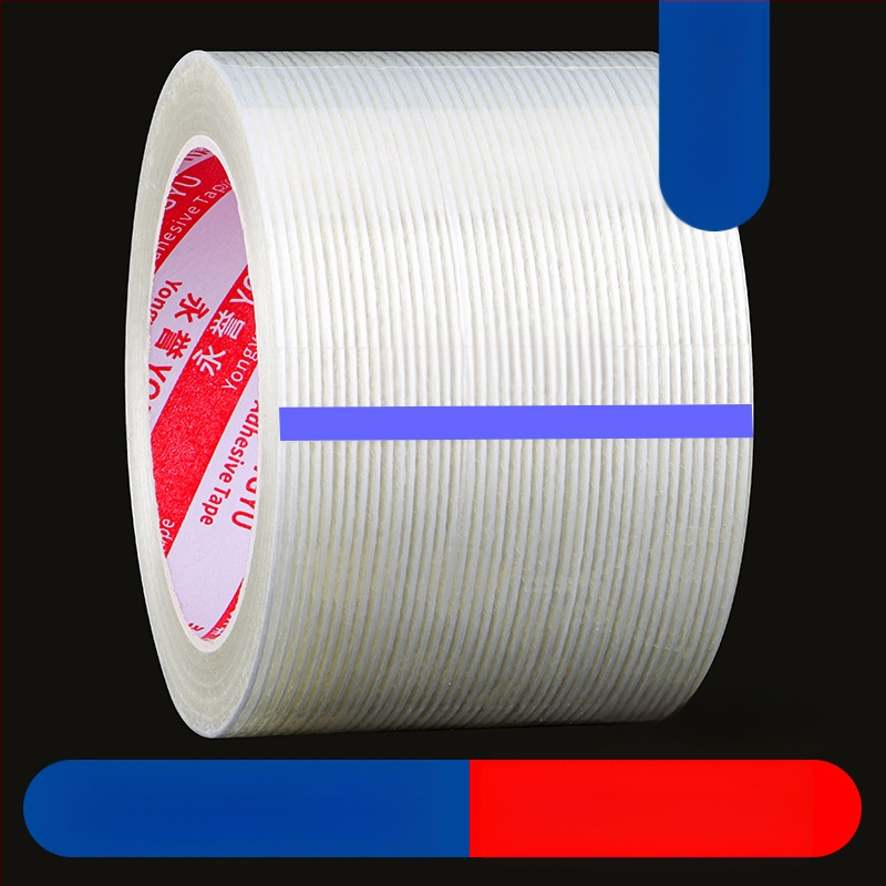 Stripētā šķiedru lenta SX – akrila līme uz šķiedru substrāta, biezums 0,15 mm, saķere 550 N/m, rūpnieciskai stiprināšanai un smagu priekšmetu piesiešanai