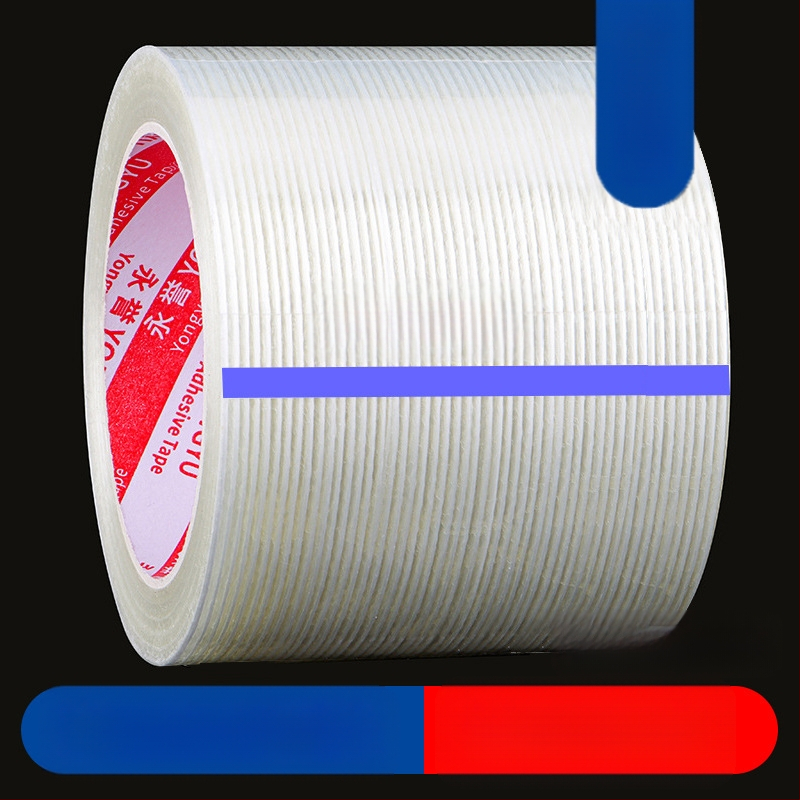 Stripētā šķiedru lenta SX – akrila līme uz šķiedru substrāta, biezums 0,15 mm, saķere 550 N/m, rūpnieciskai stiprināšanai un smagu priekšmetu piesiešanai