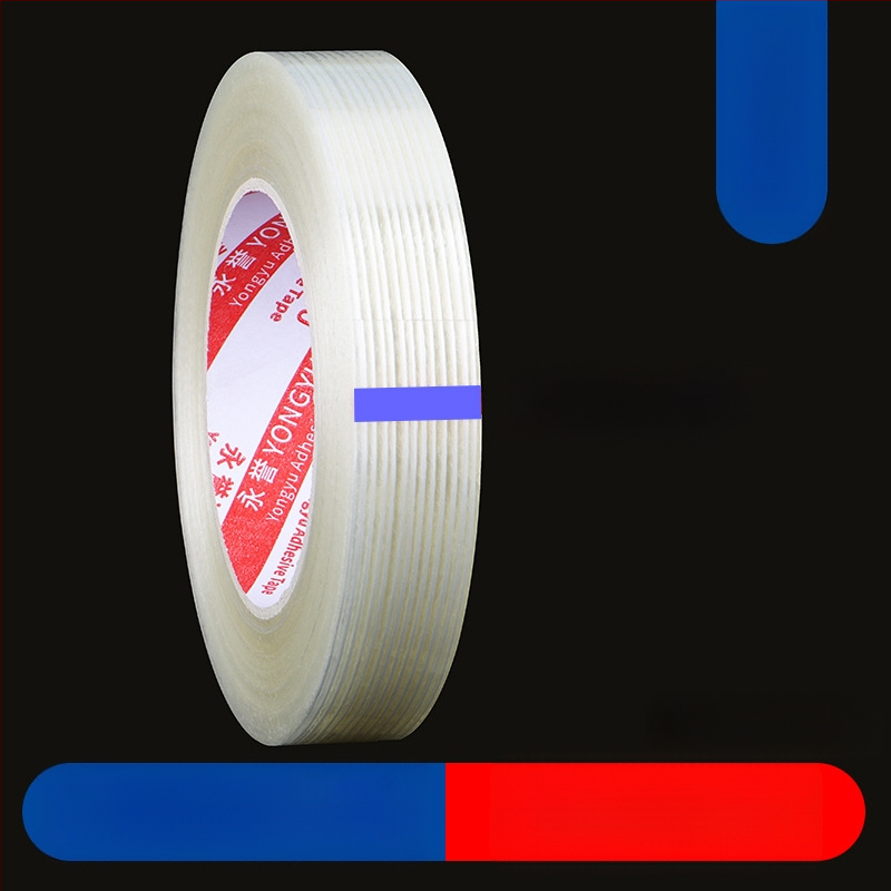 Stripētā šķiedru lenta SX – akrila līme uz šķiedru substrāta, biezums 0,15 mm, saķere 550 N/m, rūpnieciskai stiprināšanai un smagu priekšmetu piesiešanai