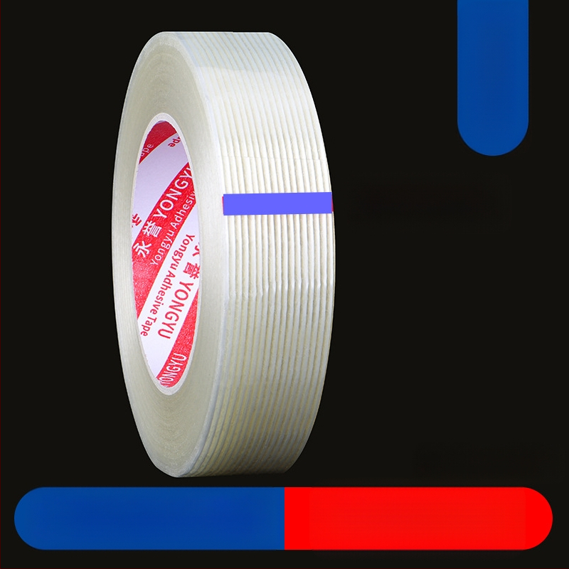 Stripētā šķiedru lenta SX – akrila līme uz šķiedru substrāta, biezums 0,15 mm, saķere 550 N/m, rūpnieciskai stiprināšanai un smagu priekšmetu piesiešanai