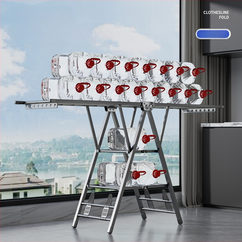 Stovinti skalbinių džiovyklė su sparno formos dizainu, sulankstoma, plieninė konstrukcija, mobilus