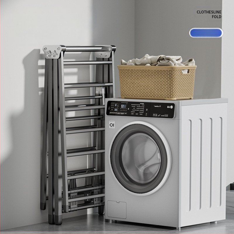 Stovinti skalbinių džiovyklė su sparno formos dizainu, sulankstoma, plieninė konstrukcija, mobilus