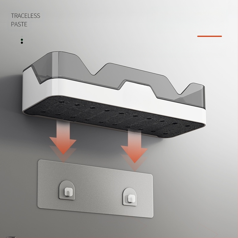 Sieninis vonios kambario laikiklis, be gręžimo, plastikinis, 1 lygis, Skandinaviškas stilius