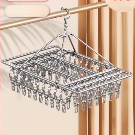 Nerūdijančio plieno daugklipsė džiovyklė, sulankstoma, kojinėms, apatiniams ir šalikams