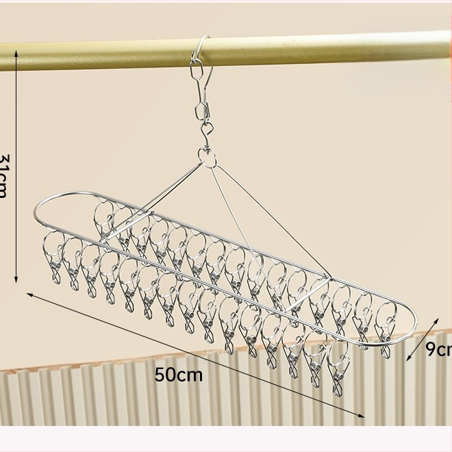 Nerūdijančio plieno daugklipsė džiovyklė, sulankstoma, kojinėms, apatiniams ir šalikams