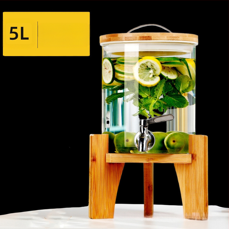 Zhenqi Stiklinė vyno statinė su čiaupeliu – premium, modernus ir paprastas stilius, tinkama vynui, sultims ir vaisių arbatoms