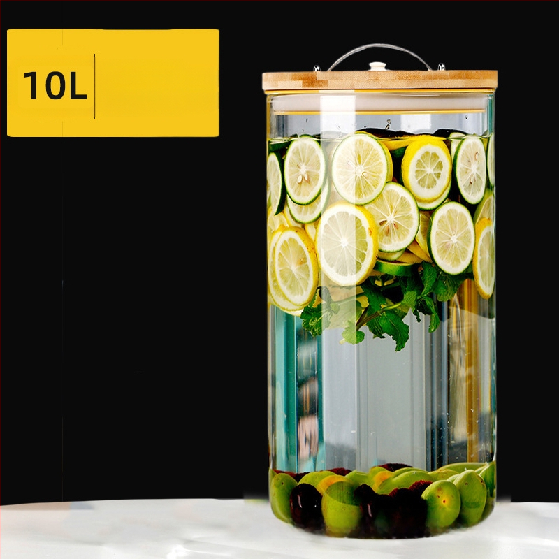 Zhenqi Stiklinė vyno statinė su čiaupeliu – premium, modernus ir paprastas stilius, tinkama vynui, sultims ir vaisių arbatoms