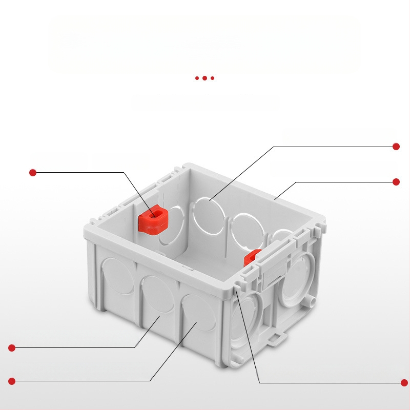 Lizdų priedai, 86 tipo universalus lizdas, PVC laidų dėžutė, įmontuojama jungčių dėžė