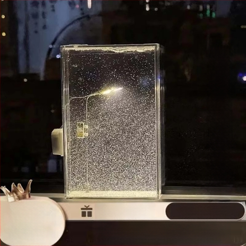 DIY naktinė lemputė rinkinys — geometrinė 3D atmosferos lemputė su sniego tema, įmontuota baterija, įtampa ≤36V