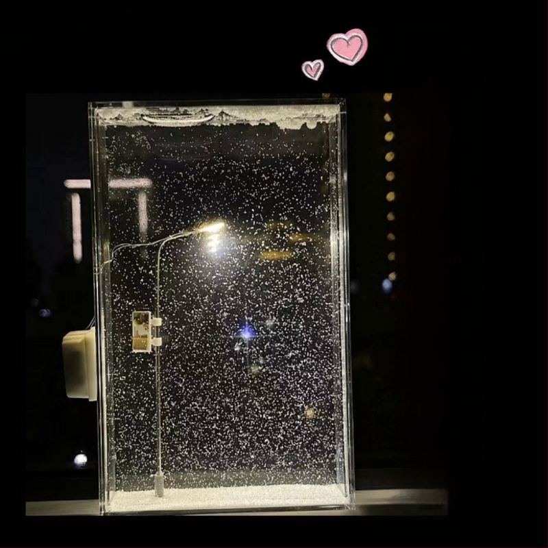 DIY naktinė lemputė rinkinys — geometrinė 3D atmosferos lemputė su sniego tema, įmontuota baterija, įtampa ≤36V