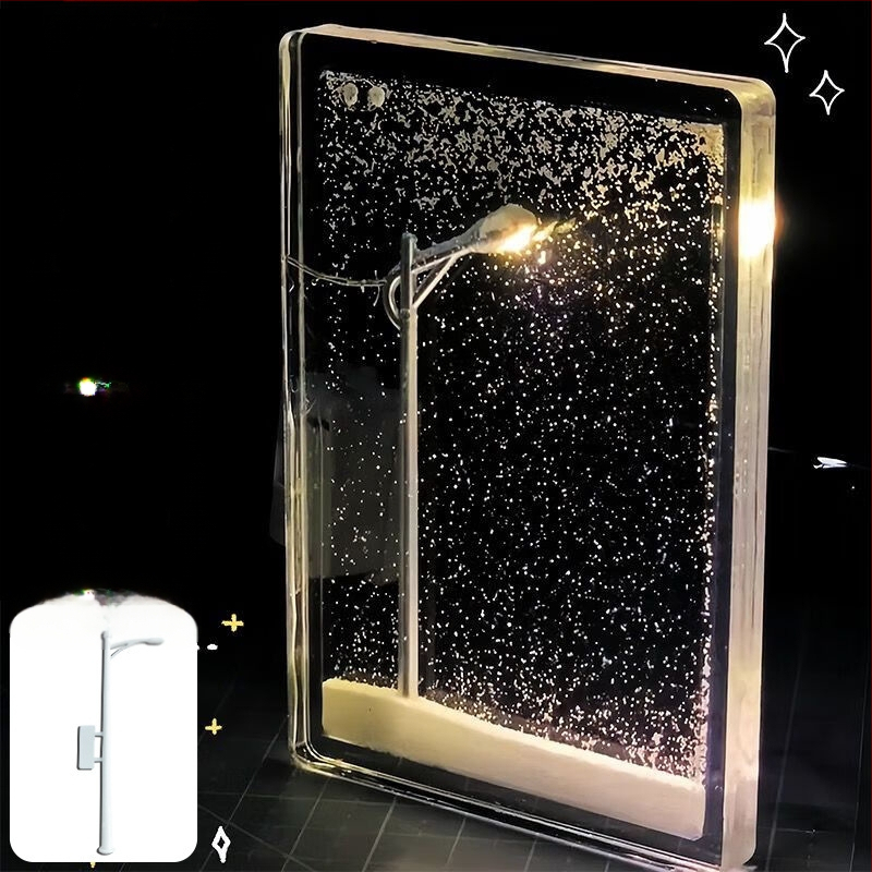 DIY naktinė lemputė rinkinys — geometrinė 3D atmosferos lemputė su sniego tema, įmontuota baterija, įtampa ≤36V