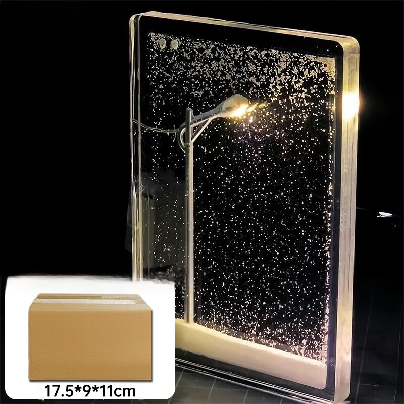 DIY naktinė lemputė rinkinys — geometrinė 3D atmosferos lemputė su sniego tema, įmontuota baterija, įtampa ≤36V