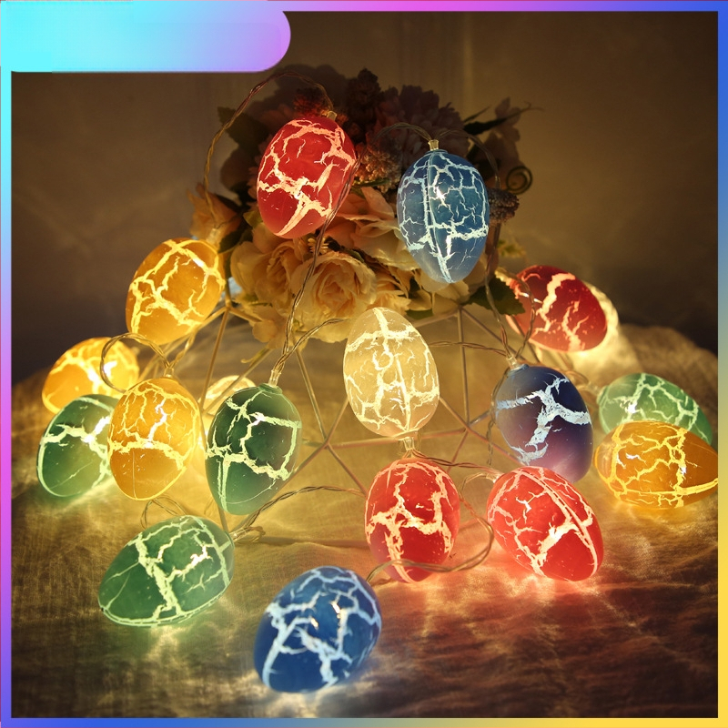 LED stīgu gaismas ar salauztu olu dizainu, garums 1.5 m, 10 LED, IP54, 3000K silti balta, barošana ar baterijām