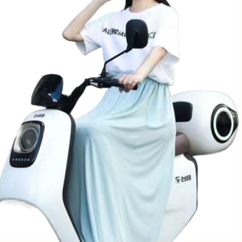 Φούστα ενός κομματιού με αντηλιακή προστασία από ice silk, κούμπωμα για κάλυψη ποδιών, μεσαίου μήκους, ύφασμα Lycra cotton με σπάντεξ