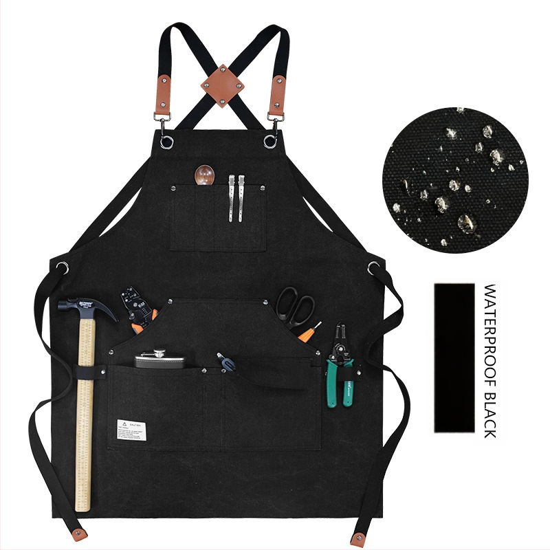 Auduma priekšauts bez piedurknēm ar vairākām kabatām dārzkopībai, grilēšanai un auto remontam — traipu izturība, moderns minimālisma stils