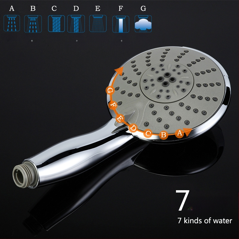 Daugiafunkcinis rankinis dušo komplektas su LED apšvietimu, temperatūros kontrole, masažu, ABS medžiaga, sriegine jungtis