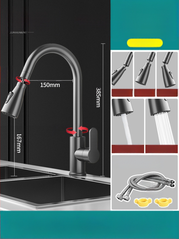 Varinis universalus galvos virtuvės prašytuvas, vieno sąnario dizainas, keramikinis kartridžo vožtuvas, pritaikoma apdaila