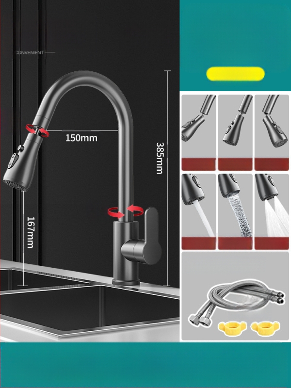 Varinis universalus galvos virtuvės prašytuvas, vieno sąnario dizainas, keramikinis kartridžo vožtuvas, pritaikoma apdaila