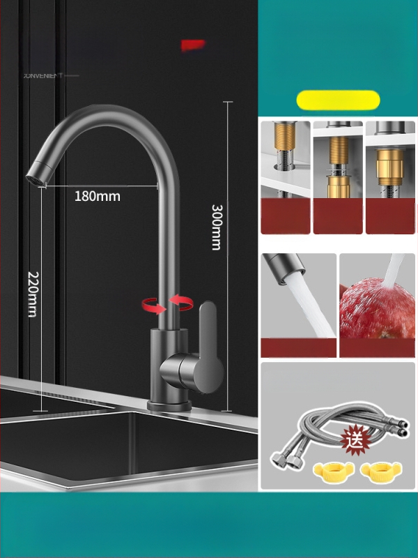 Varinis universalus galvos virtuvės prašytuvas, vieno sąnario dizainas, keramikinis kartridžo vožtuvas, pritaikoma apdaila