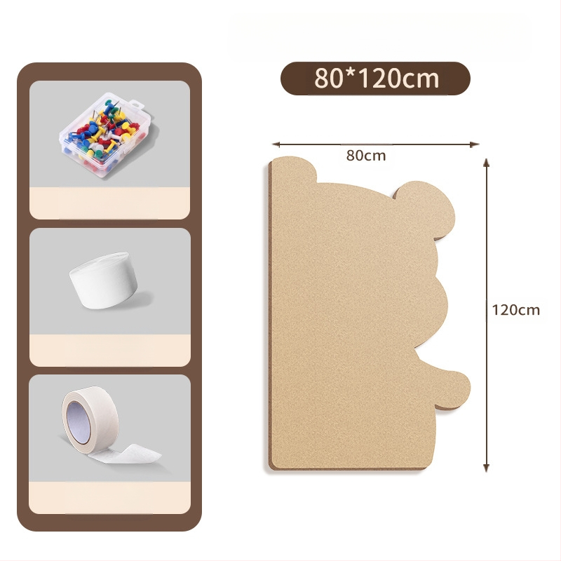 Πίνακας τοίχου από φέλτ με μοτίβο αρκούδας, πάνελ από φελλό, καρτούν στυλ, ύφασμα plush, εγκατάσταση χωρίς τρύπες