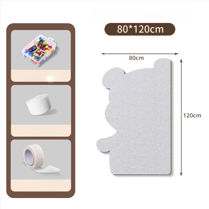 Πίνακας τοίχου από φέλτ με μοτίβο αρκούδας, πάνελ από φελλό, καρτούν στυλ, ύφασμα plush, εγκατάσταση χωρίς τρύπες