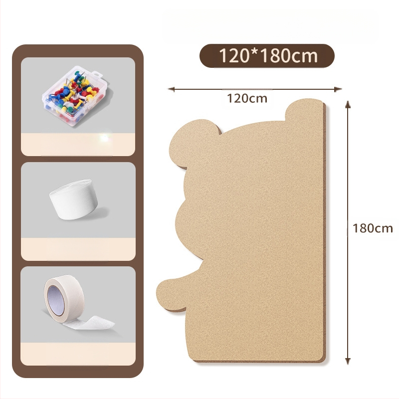 Πίνακας τοίχου από φέλτ με μοτίβο αρκούδας, πάνελ από φελλό, καρτούν στυλ, ύφασμα plush, εγκατάσταση χωρίς τρύπες