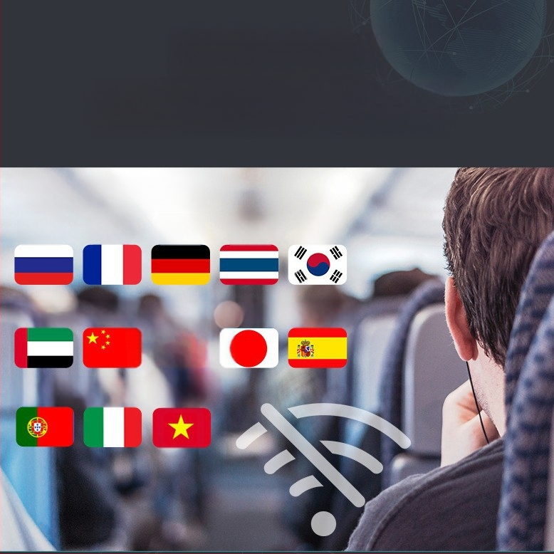 Daudzvalodu tulkotājs ar offline tulkojumu un tulkošanu pa mobilo tālrunī • Android pamatsistēma • Bluetooth atbalsts • Bezvadu darbības diapazons 5 m • Darbības režīms: pogu + skārienjūtīgs ekrāns