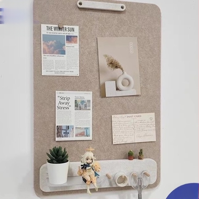 3D sieninis lipdukas su kabliu ir saugyklos lentyna — poliesterio pluoštas, atsparus drėgmei, atsparus nešvarumams, modernus minimalistinis dizainas