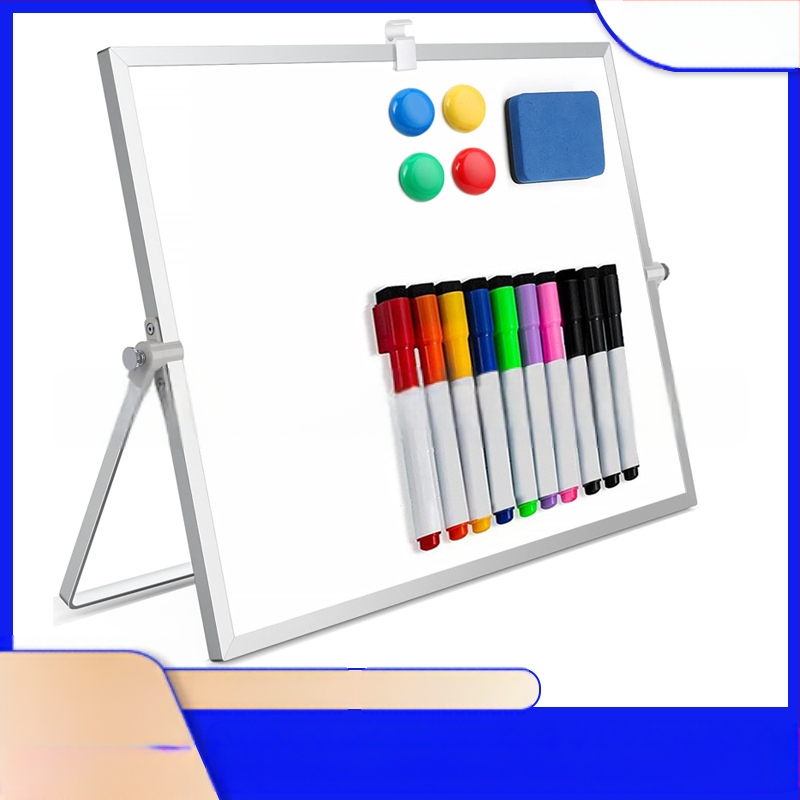 Двустранна магнитна бяла дъска за бюро с алуминиева рамка и метален панел