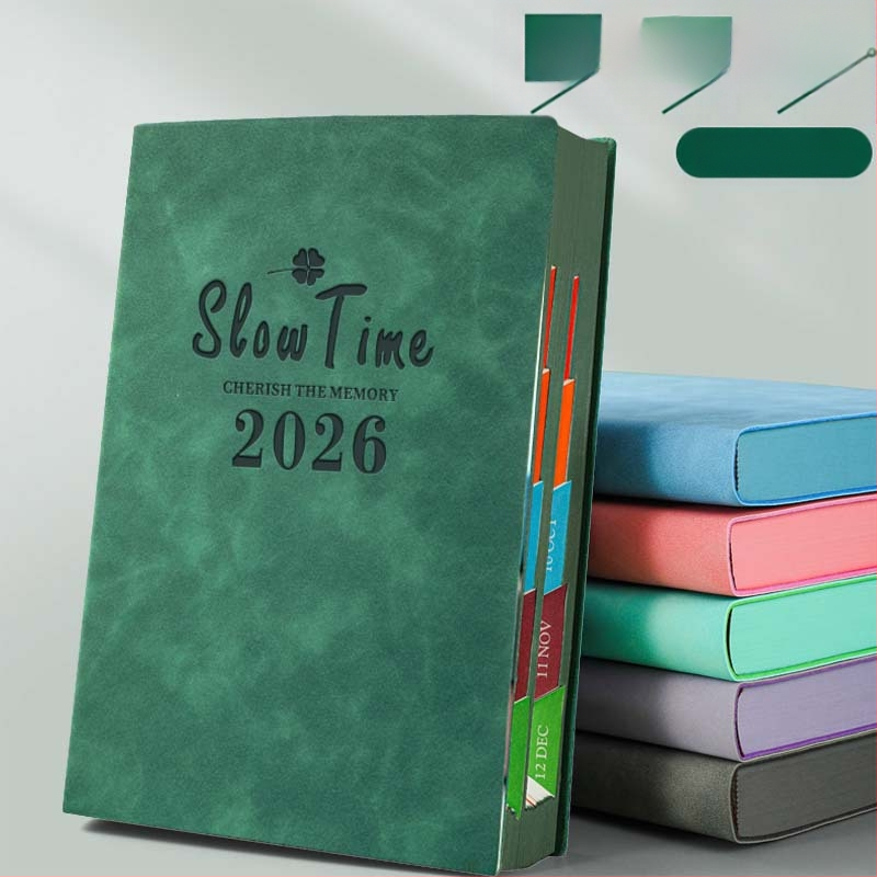 Σημειωματάριο με κάλυμμα από συνθετικό δέρμα, δέσιμο με γραμμές, χαρτί Dowling, 80 gsm, 300–400 σελίδες, ημερήσιο προγραμματισμό και διαχείριση χρόνου