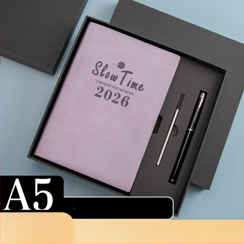 Σημειωματάριο με κάλυμμα από συνθετικό δέρμα, δέσιμο με γραμμές, χαρτί Dowling, 80 gsm, 300–400 σελίδες, ημερήσιο προγραμματισμό και διαχείριση χρόνου