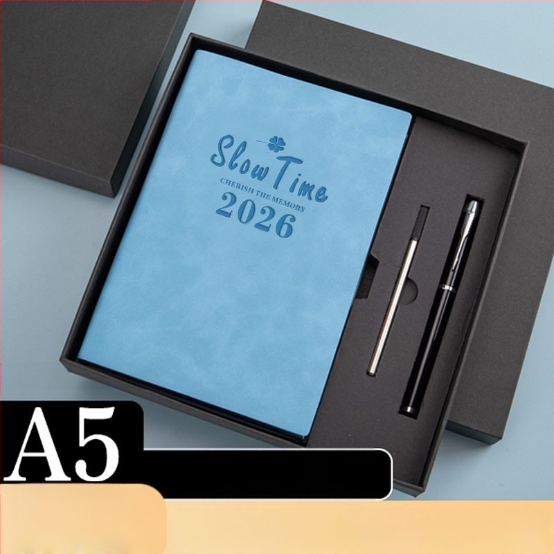 Σημειωματάριο με κάλυμμα από συνθετικό δέρμα, δέσιμο με γραμμές, χαρτί Dowling, 80 gsm, 300–400 σελίδες, ημερήσιο προγραμματισμό και διαχείριση χρόνου