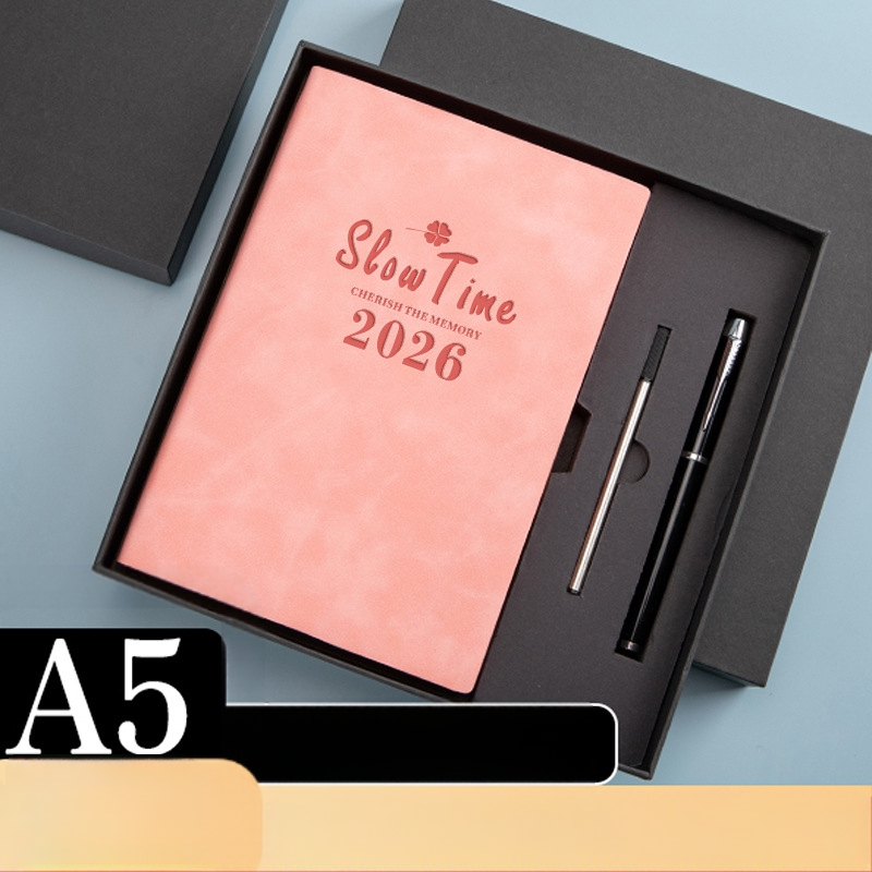 Σημειωματάριο με κάλυμμα από συνθετικό δέρμα, δέσιμο με γραμμές, χαρτί Dowling, 80 gsm, 300–400 σελίδες, ημερήσιο προγραμματισμό και διαχείριση χρόνου